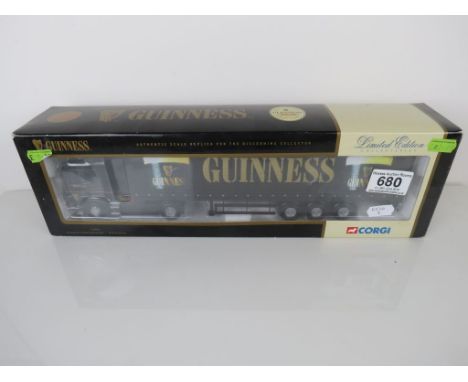 Boxed Corgi ltd edn 1:50 76403 Guiness Scania Curtainside diecast model, diecast excellent, box gd overall