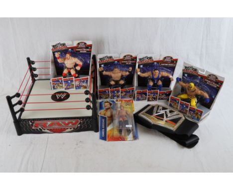 WWE Wrestling - 4 x boxed Mattel Power Slammers (Sheamus, Santino Marella, The Miz & Rey Mysterio), carded Mattel Chris Jeric
