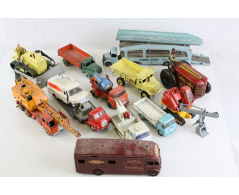 13 Vintage commercial and farming diecast vehicles mainly Dinky and Corgi featuring Dinky Supertoys BR Horsebox, Corgi ERF Mo