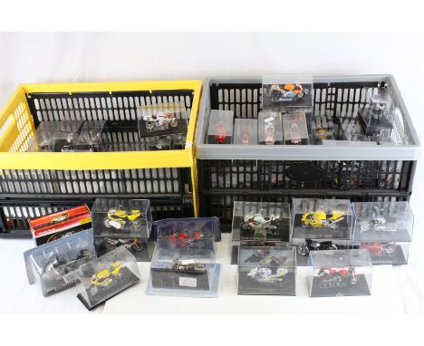 Collection of 80 cased and boxed diecast model Super Bikes and motorbikes (two boxes)