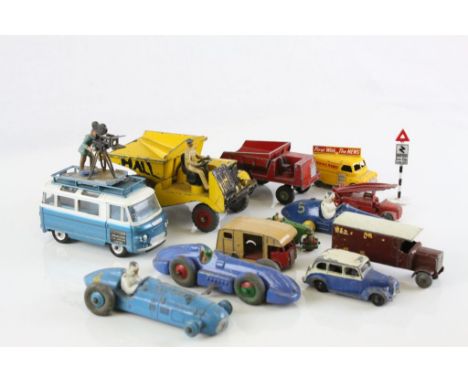 12 Vintage play worn diecast vehicles to include Dinky, Corgi and Matchbox Lesney