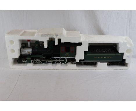 Bachmann G scale garden American ET&WNC Railroad locomotive with tender, with sound contained with original polystyrene, gd c
