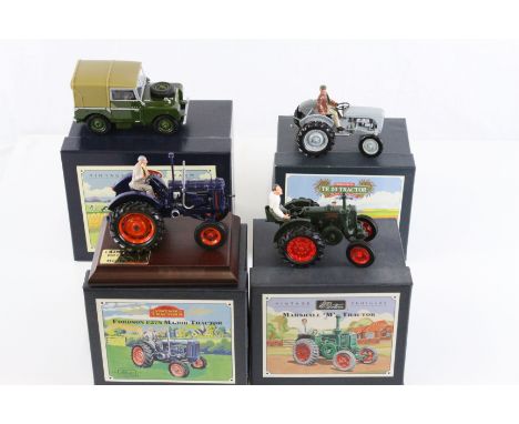 Four boxed Britains Petite Vintage Tractors to include 8715 Fordson E27N Major Tractor,  8711 Ferguson TE 20 Tractor, 08735 L