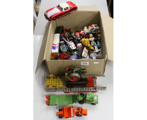 Collection of diecast and tin plate models to include Corgi and Matchbox plus a Mamod Stationary steam engine