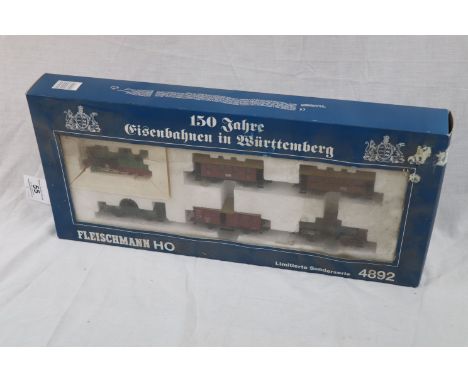 Boxed HO scale Fleischmann ltd edn 4892 150 Years of Railways in Wurttemberg set, outer box dusty