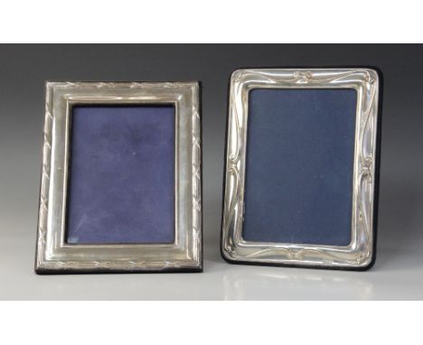 A silver mounted photograph frame, Mere Designs, Edinburgh 1998, of rectangular form with reeded border, navy velvet to rever