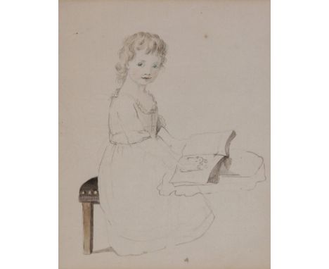 Attributed to Maria Spilsbury (British, 1777-1823),Study of a seated little girl,Pencil and watercolour on laid paper,Unsigne