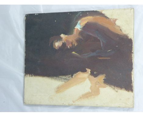 Howard Morgan (British, born 1949), portrait study, oil on canvas, unsigned, H.39.5cm W.33cm Provenance; purchased from the s