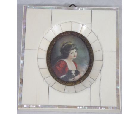 A miniature portrait of a lady, oil, indistinctly signed, H.6cm