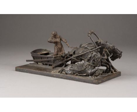 ALBERT MORITZ WOLFF  1854 Berlin - 1923 Lüneburg WINTERTROIKA    Berlin, Gladenbeck, um 1900   Bronze, vollplastisch gegossen