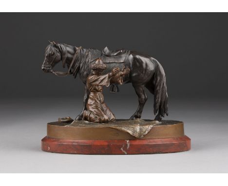 ALBERT MORITZ WOLFF  1854 Berlin - 1923 Lüneburg BETENDER KOSAKE Berlin, Gladenbeck, um 1900 Bronze, vollplastisch gegossen u
