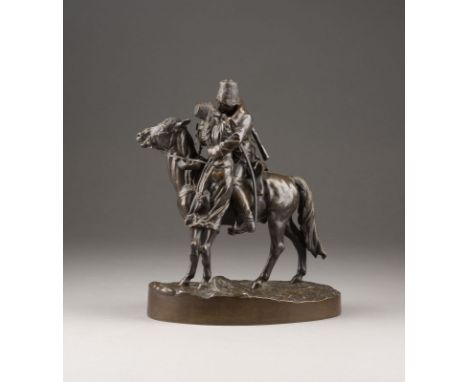 ALBERT MORITZ WOLFF  1854 Berlin - 1923 Lüneburg DER ABSCHIEDSKUSS    um 1900   Bronze, vollplastisch gegossen, braun patinie