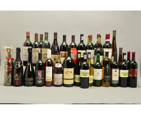 A COLLECTION OF THIRTY FOUR BOTTLES OF RED, WHITE, ROSE AND SPARKLING WINE, from Europe and the New World to include a Laland