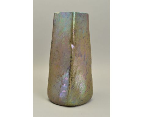 CLEMENT MASSIER, a tall lustre glaze vase with stylised leaf decoration of the Art Nouveau period, impressed and painted 'Cle