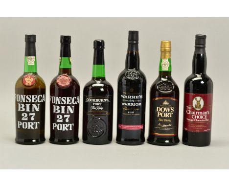SIX BOTTLES OF NON-VINTAGE PORT, comprising two bottles of Fonseca Bin 27 produced and bottled by Guimaraens Vinhos Oporto, f