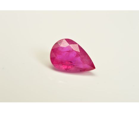 A SINGLE MIX CUT PEAR RUBY, measuring approximately 9.5mm x 6.5mm, weighing 2.05ct