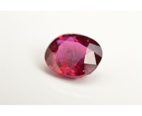 A MIX CUT CUSHION RUBY, measuring approximately 9.6mm x 8.2mm, weighing 3.39ct, vibrant colour with silk inclusions