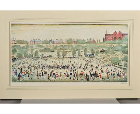 L.S. LOWRY (BRITISH 1887-1976), 'Peel Park, Salford', a limited edition lithograph print 387/850, signed in pencil to the mar