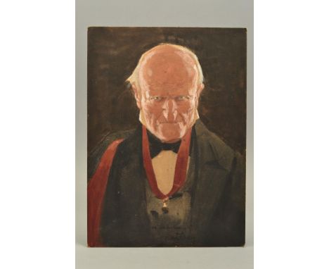 JOHN HASSALL (BRITISH 1868-1948), 'An Old Master L.S.C', head and shoulders portrait of an elderly gentleman wearing black bo