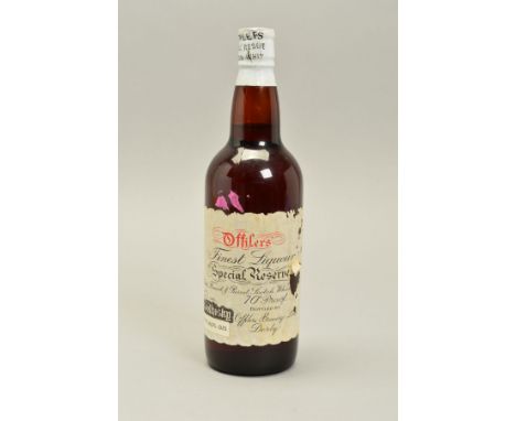 A BOTTLE OF EXTREMELY RARE WHISKY, which is an Offilers' Finest Liqueur Special Reserve Scotch Whisky, bottled by Offilers Br