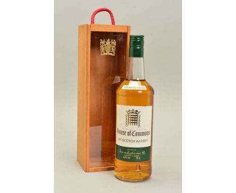 A BOTTLE OF HOUSE OF COMMONS NO.1 SCOTCH WHISKY, 12 years old, signed by Margaret Thatcher, fill level upper shoulder, seal i