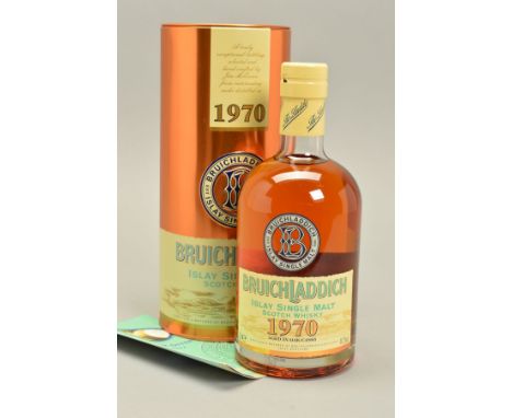 A BOTTLE OF BRUICHLADDICH 1970 ISLAY SINGLE MALT SCOTCH WHISKY, 44.2% vol. 70cl, fill level upper shoulder, seal intact and i