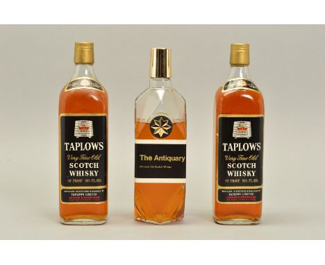 THREE BOTTLES OF RARE WHISKY, comprising two bottles of Taplows Very Fine Old Scotch Whisky 'By Appointment To H.M. The King 