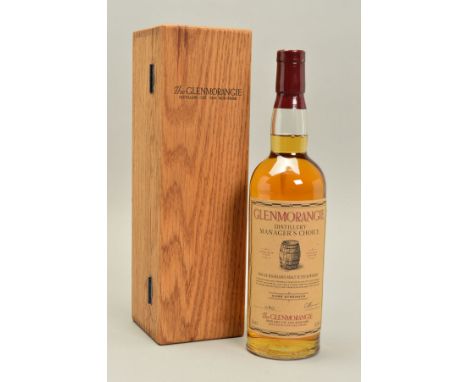 A BOTTLE OF GLENMORANGIE DISTILLERY MANAGER'S CHOICE, a Cask Strength Single Highland Malt Scotch Whisky, the whisky was laid