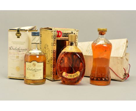 THREE BOTTLES OF WHISKY, comprising a Bottle of Dewar's Scotch Whisky, specially blended on 15th June 1962 to commemorate the