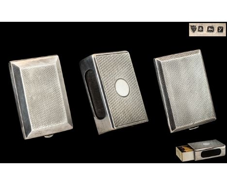 George V - Nice Quality Silver Engine Turned Matchbox Holder with Vacant Cartouche. Hallmark Birmingham 1923 + Two Ladies Sil