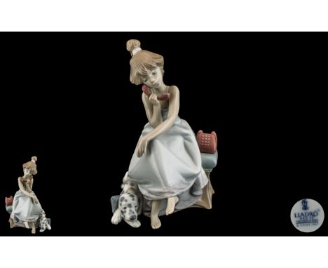 Lladro Hand Painted Porcelain Figure ' Chit Chap ' Girl on Telephone. Model 5466. Designer Juan Huerta. Issued 1988. Height 7