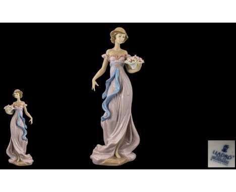 Lladro - Superb Hand Painted Porcelain Figure ' Spring Flirtation ' Model No 6365. Issued 1997. Height 13 Inches - 32.5 cms. 