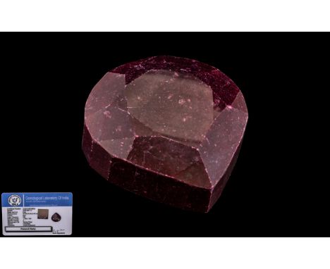 Large Pear Shaped Natural Ruby Gemstone. 2500ct. With Gemstone  Authentication Report.  Measures 90.00 x 70.00 x 3.80 mm 