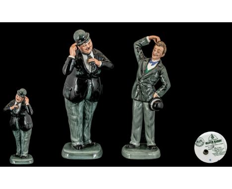 Royal Doulton Figures of Stan Laurel &amp; Oliver Hardy, hand made and hand decorated by William K Harper, limited editions o