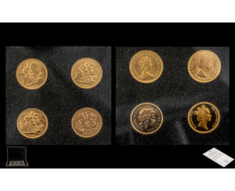 The Queen Elizabeth II Portrait Sovereign Collection. This Collection Comprises Four Genuine 22ct Gold Sovereigns. Each Featu