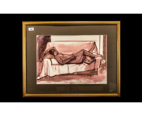 Framed Nude Sketch by David Codling.  Before he became a professional musician with Quintessence, Dave studied the Fine Arts 