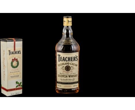 Teachers -  Highland Cream Bottle of Old Scotch Whisky with Seasons Greetings. 70cl - 40% Vol. Seal Intact. With Original Box