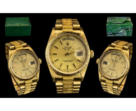 Rolex - 18ct Gold Oyster Perpetual Day-Date Chronometer Gents President Bracelet Wrist Watch. Reference Model No 18078, Movem