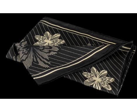 Vintage Betty Barclay Pure Silk Scarf, unusual design in black and cream colours.  Hand rolled edges, measures 14" x 43" 