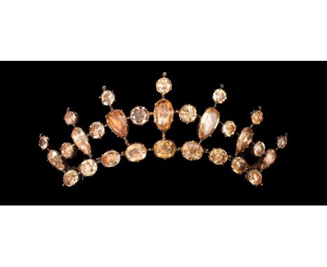 An impressive antique 'tiara' brooch and/or hair ornament, a curved section of 'tiara' with a brooch fitting to verso, (possi