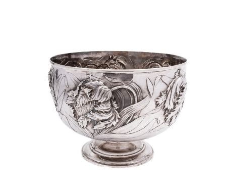 An impressive Arts and Crafts silver punch bowl signed and dated Gilbert Marks '96 by Johnson, Walker &amp; Tolhurst Ltd (Wal