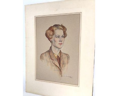 Scottish School, Portrait of a Young Woman, watercolour, signed bottom right and dated 1944, unframed (47cm x 31cm)