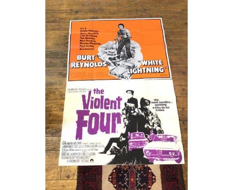 Two vintage movie posters including White Lightening starring Burt Reynolds and The Violent Four starring Gian Maria Volonte 