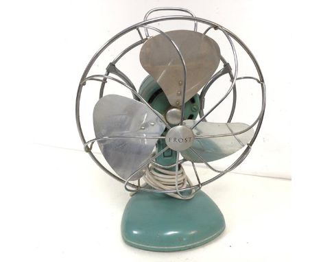 Frost Vintage turquoise enamel table fan 35cm high