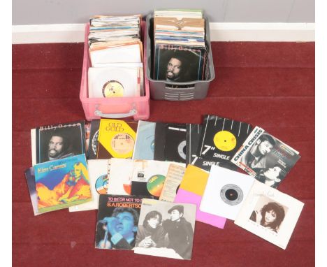 Two boxes of 45ropm singles. Including Rolling Stones, Michael Jackson, Edwin Starr, UB40, Genesis, etc.  