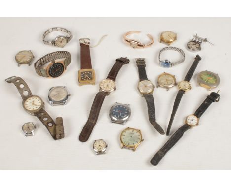 A box of ladies and gentleman's manual wristwatches. Including Ingersoll, Smiths, etc.  