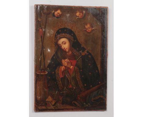 Eighteenth century unframed oil on canvas, Good example of the portrait entitled Mater Dolorosa, probably Italian. 22.5" x 16