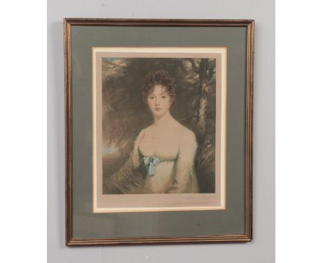 After Richard Smythe, framed coloured engraving portrait of Lady Caroline Lamb, after Hoffman. 35cm x 29cm  
