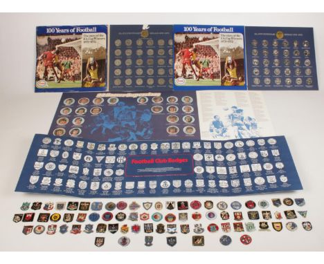 Two complete sets of F.A cup centenary medals 1872-1972 along with The Esso collection of football club badges and Top Team c