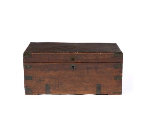 Camphor wood trunk 19th Century with brass mounts, 76cm x 34cm x 38cm